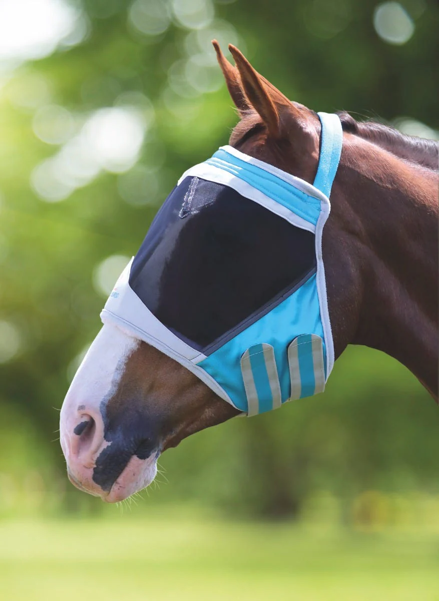 FlyGuard Pro Fine Mesh Earless Fly Mask - Small Pony Teal