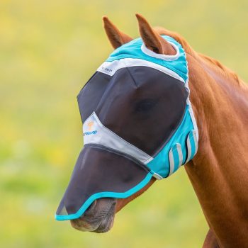 FlyGuard Pro Fine Mesh Fly Mask with Ear Holes & Nose - Pony Teal