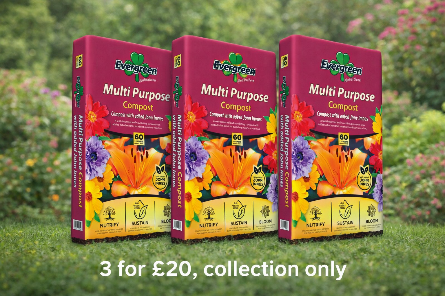 3 x Irish Multi Purpose John Innes 60L **AUGUST PROMO**