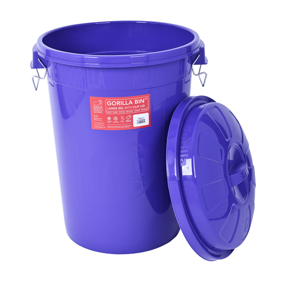 Red Gorilla 80L Bin+Lid Purple