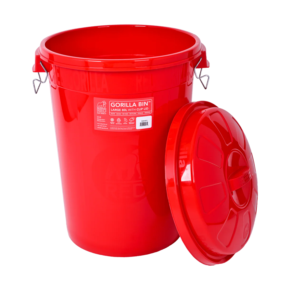 Red Gorilla 50L Bin+Lid Red