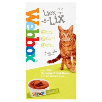 Webbox Lick-e-Lix with Liver Sausage & Cat Grass Tasty Yoghurty Treats 5 x 15g