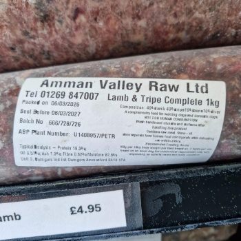 Amman Valley Ltd Frozen Raw Lamb & Tripe Complete 1kg
